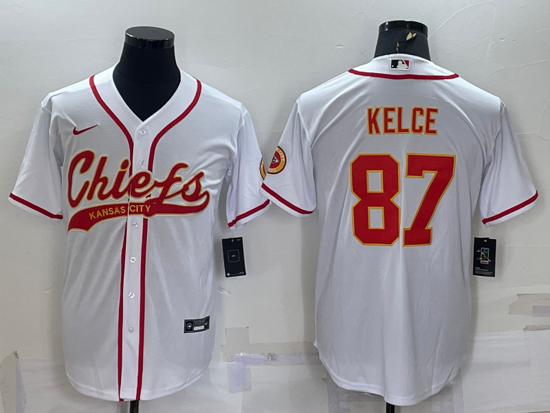 Men's Kansas City Chiefs Travis Kelce #87 White Jersey Joint Edition
